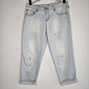 Jolt Size Cropped Boyfriend Style White Washed Jeans